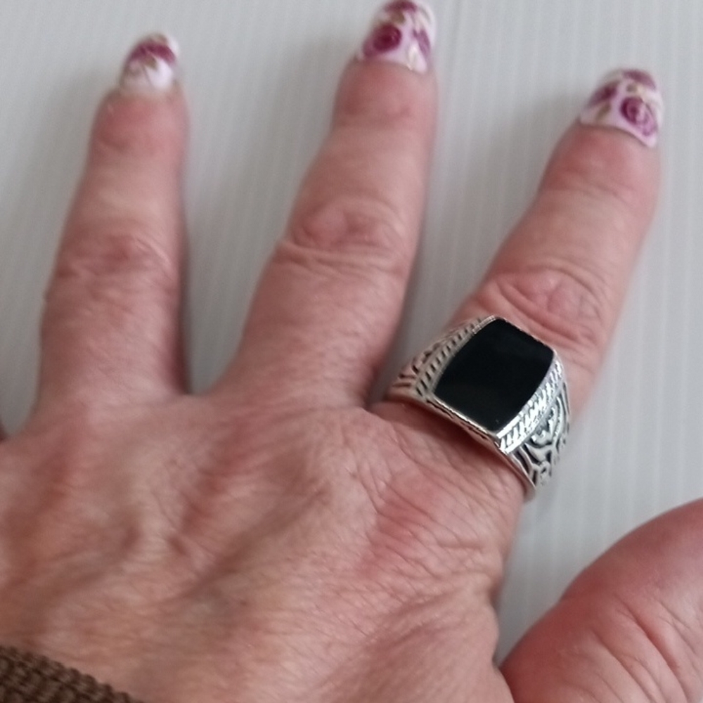 Silver Ring with Black Stone